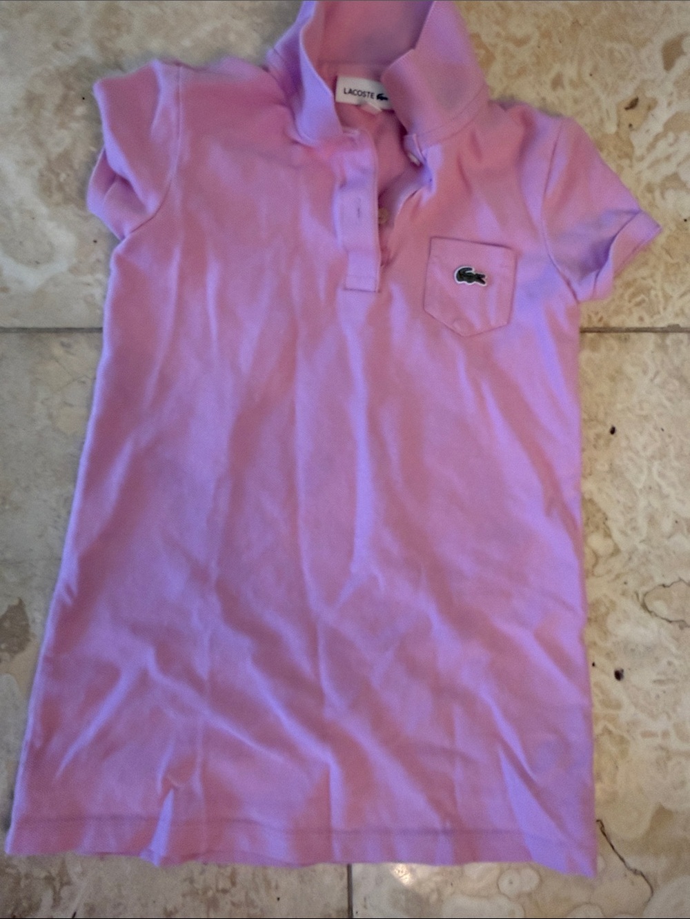 Lacoste Girls' Light Pink Polo Dress with Chest Pocket